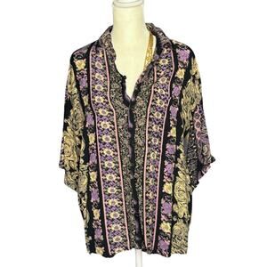 Vintage TRIBES Shirt Size Large 100% Rayon Multicolor